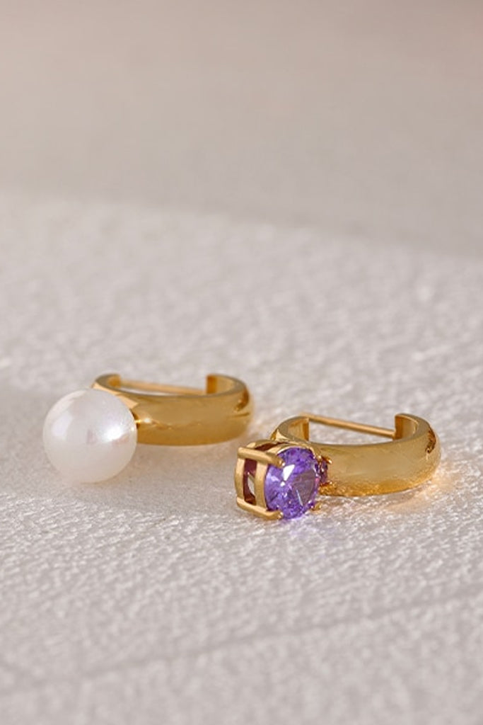 Enya Χρυσά Σκουλαρίκια με Πέρλα και Κρύσταλλο | Κοσμήματα - Σκουλαρίκια