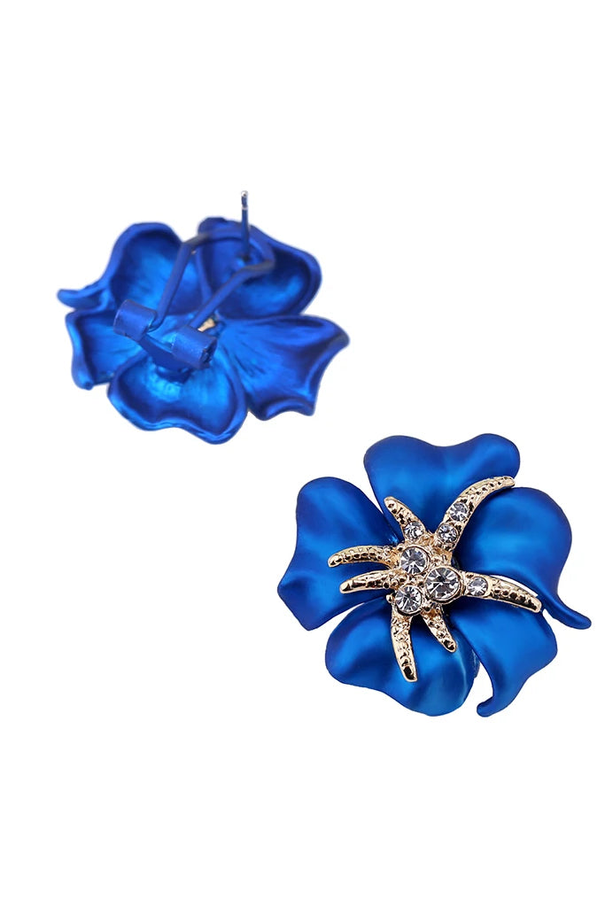 Aslaty Μπλε Σκουλαρίκια Λουλούδι | Κοσμήματα - Σκουλαρίκια Aslaty Blue Flower Pierced Earrings