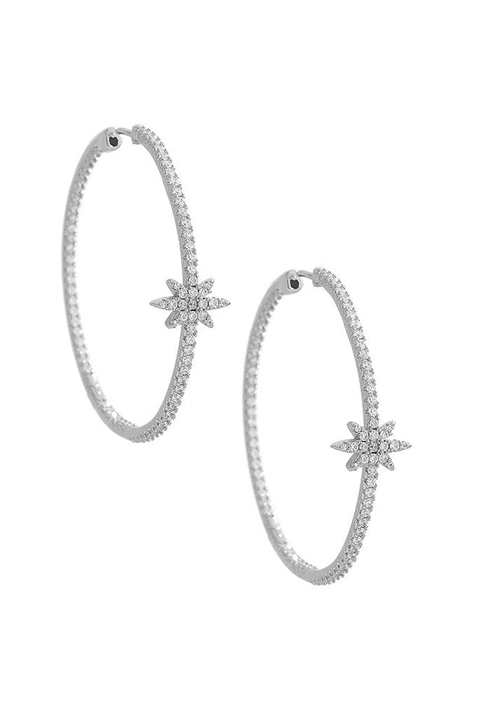 Silver Stars Σκουλαρίκια Κρίκοι με Κρύσταλλα | Κοσμήματα - Σκουλαρίκια | Silver Stars Crystal Hoop Earrings
