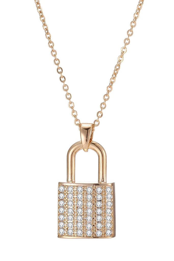 Lock Μενταγιόν με Ζιρκόνια σε Ροζ Χρυσό | Κοσμήματα - Μενταγιόν