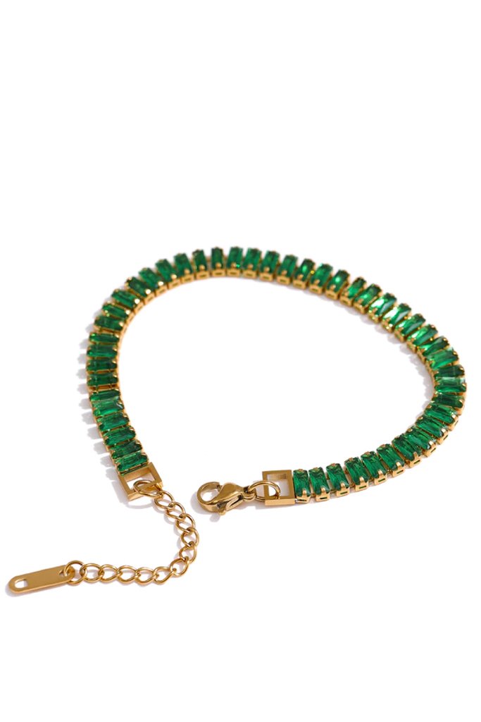 Ioly Επίχρυσο Βραχιόλι με Πράσινα Κρύσταλλα | Κοσμήματα - Βραχιόλια