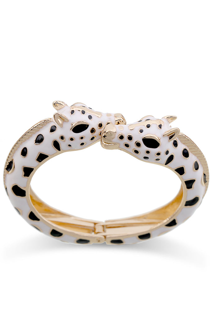 Kissing Giraffes Λευκό Βραχιόλι Χειροπέδα | Κοσμήματα Βραχιόλια Kissing Giraffes White Cuff Bracelet
