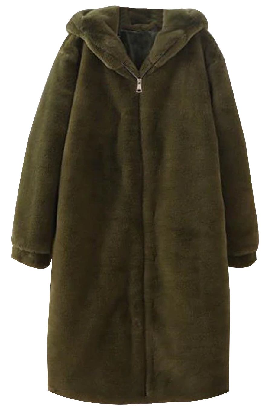 Seronia Λαδί Παλτό με Συνθετική Γούνα και Κουκούλα | Γυναικεία Ρούχα - Παλτό Πανοφώρια