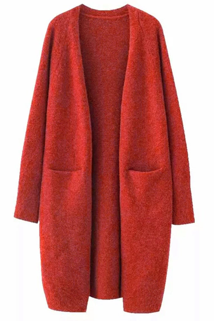 Epera Κόκκινη Μακριά Πλεκτή Ζακέτα | Γυναικεία Ρούχα - Ζακέτες - Πλεκτά