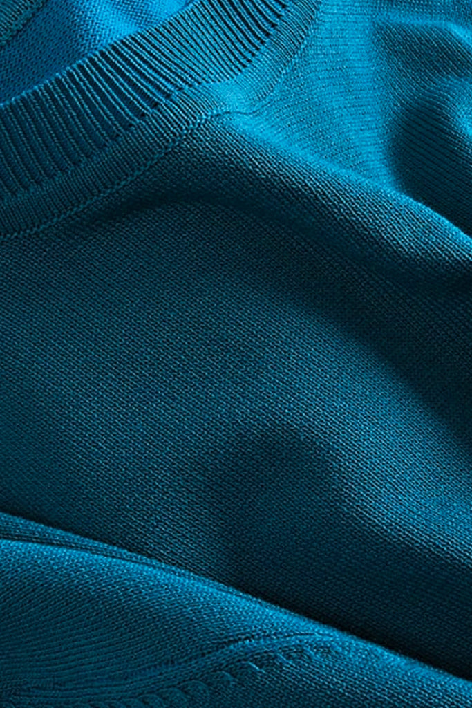Emile Μπλε Πλεκτό Σετ Τοπ και Παντελόνι | Γυναικεία Ρούχα - Πλεκτά Σετ - Moncye | Emile Blue Knit Set Top and Pants