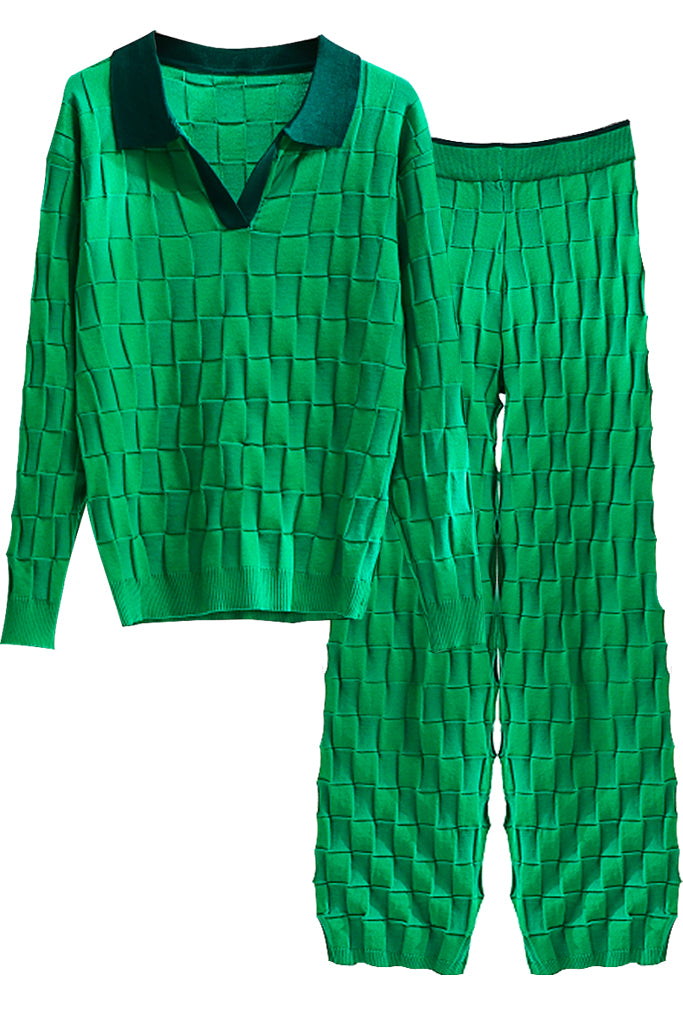 Alira Green Knit Top and Pants Set