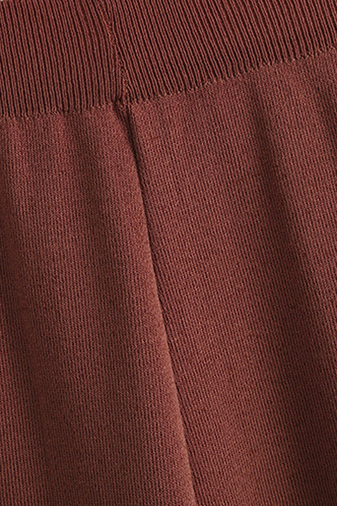Bertra Καφέ Πλεκτό Σετ Τοπ και Παντελόνι | Γυναικεία Ρούχα - Πλεκτά Σετ - Moncye | Bertra Brown Knitted Set with Top and Pants