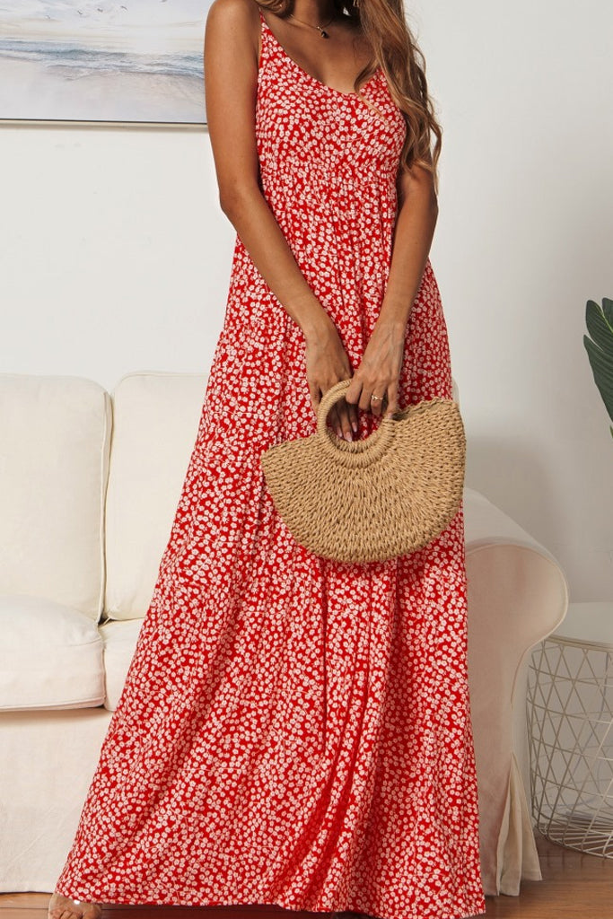Joannie Κόκκινο Μακρύ Φόρεμα με Τιράντες | Γυναικεία Φορέματα - ELODIE