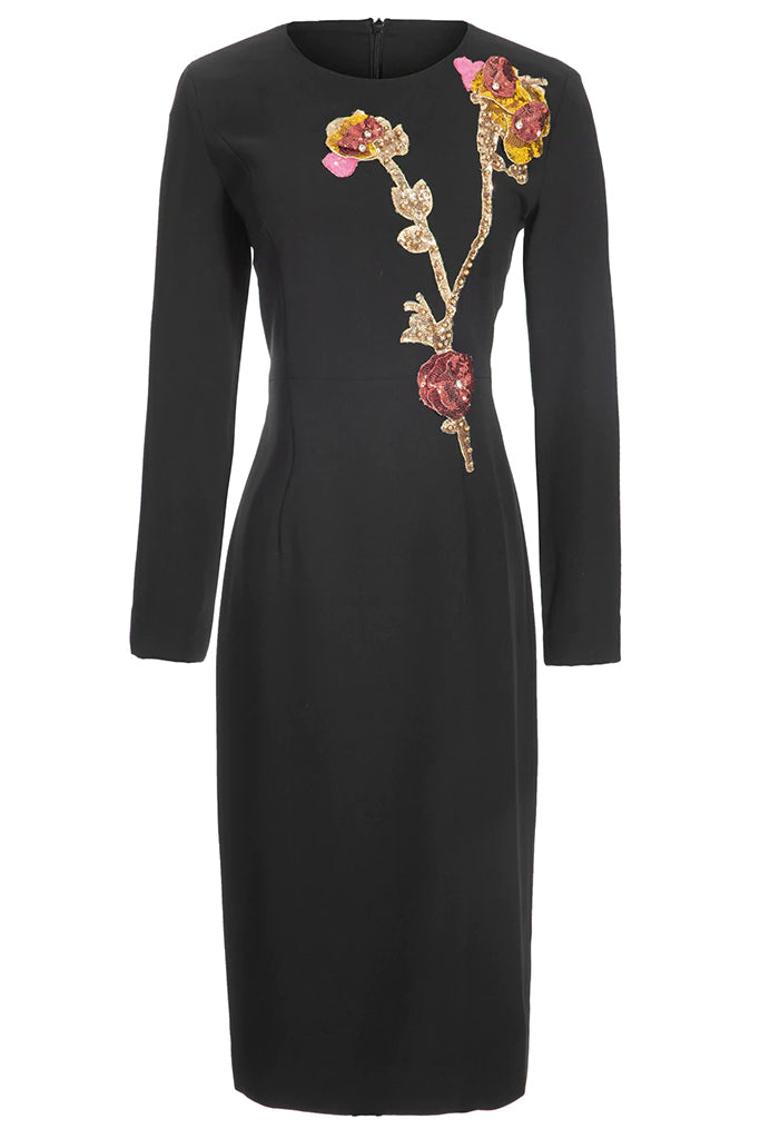 Millie Black Dress with Embroidery