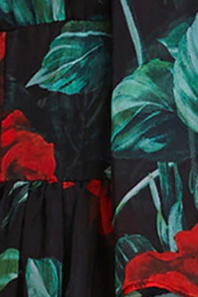 Zoya Μαύρο Πολύχρωμο Εμπριμέ Φόρεμα | Γυναικεία Ρούχα - Βραδινά Φορέματα 
