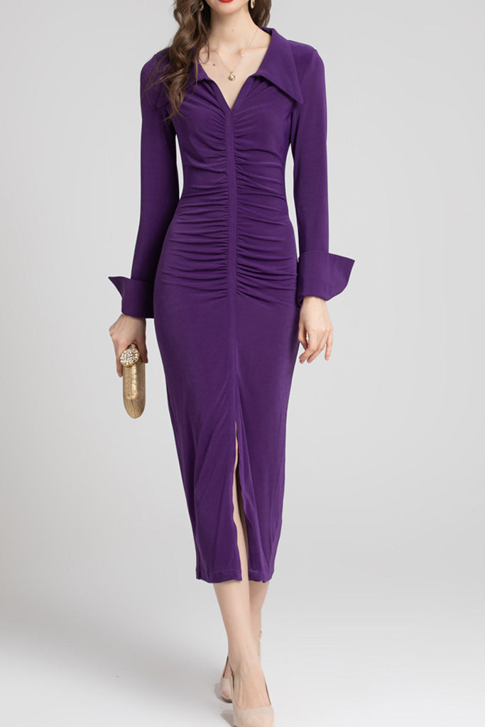 Velvette Μωβ Ελαστικό Φόρεμα | Γυναικεία Ρούχα - Φορέματα Velvette Purple Fitted Dress