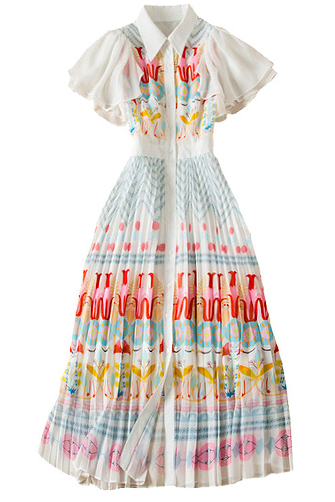 Darla Εμπριμέ Φόρεμα με Πιέτες | Γυναικεία Ρούχα - Φορέματα | Darla Printed Dress with Pleats