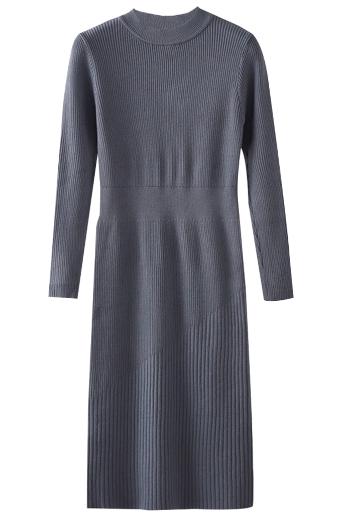 Wilam Γκρι Γαλάζιο Πλεκτό Φόρεμα | Γυναικεία Ρούχα - Φορέματα - Πλεκτά | Wilam Grey Blue Knit Dress