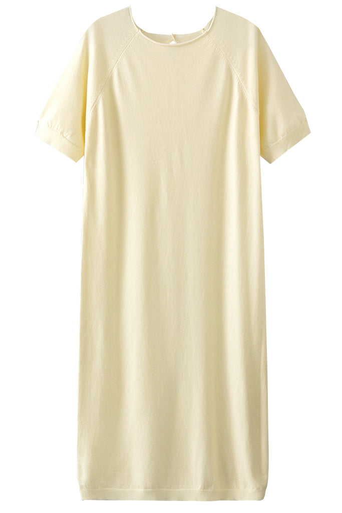Berty Ιβουάρ Πλεκτό Φόρεμα με Κοντά Μανίκια | Γυναικεία Ρούχα - Φορέματα - Πλεκτά | Berty Ivory Knit Midi Dress with Short Sleeves