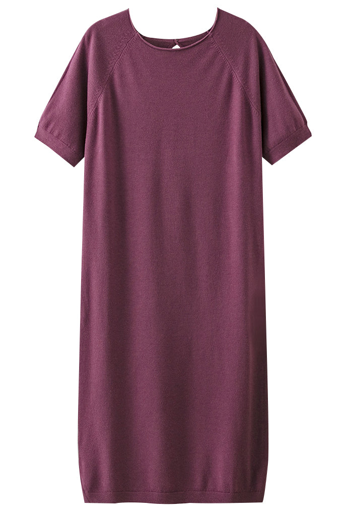 Berty Μωβ Πλεκτό Φόρεμα με Κοντά Μανίκια | Γυναικεία Ρούχα - Φορέματα - Πλεκτά | Berty Purple Knit Midi Dress with Short Sleeves