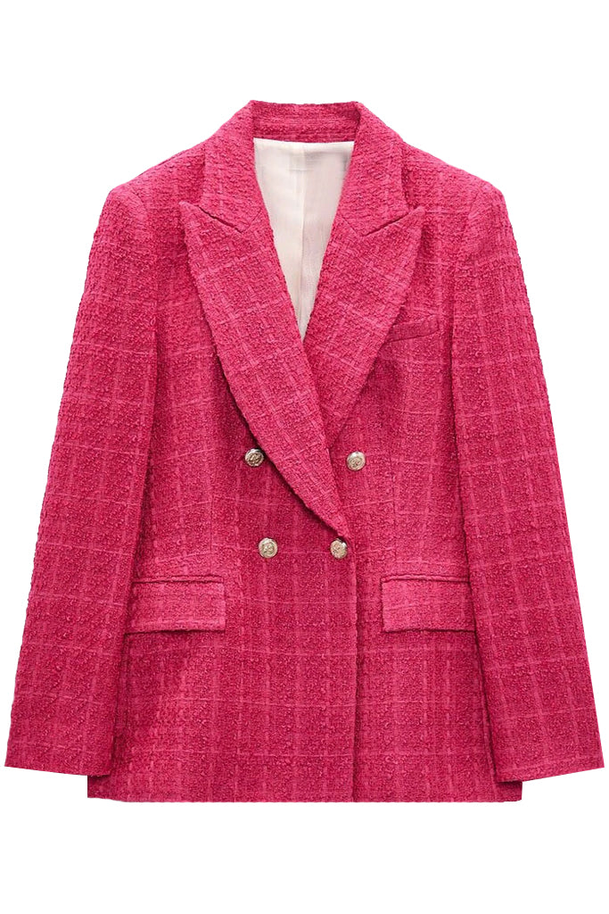 Kristy Φούξια Tweed Σακάκι Blazer | Γυναικεία Ρούχα - Σακάκια - Blazer
