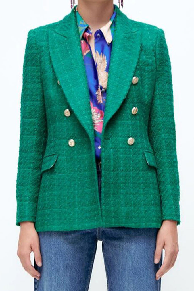 Kristy Πράσινο Tweed Σακάκι Blazer | Γυναικεία Ρούχα - Σακάκια - Blazer