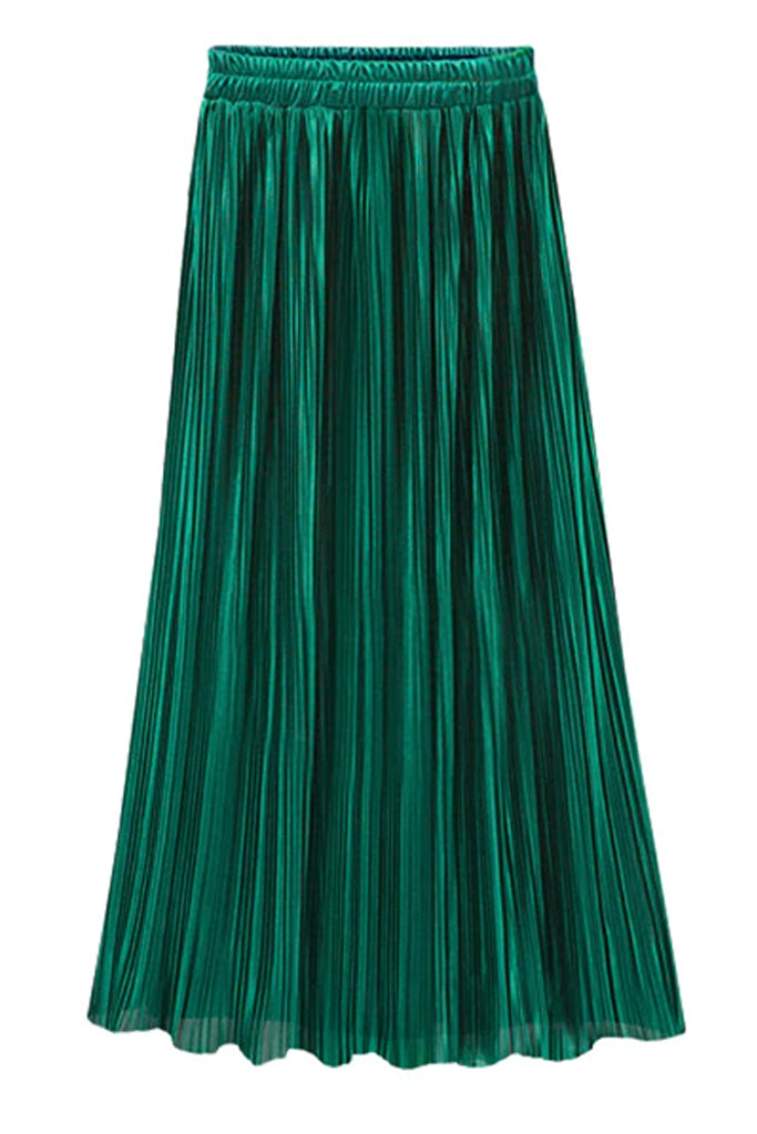 Erany Green Pleated Midi Skirt