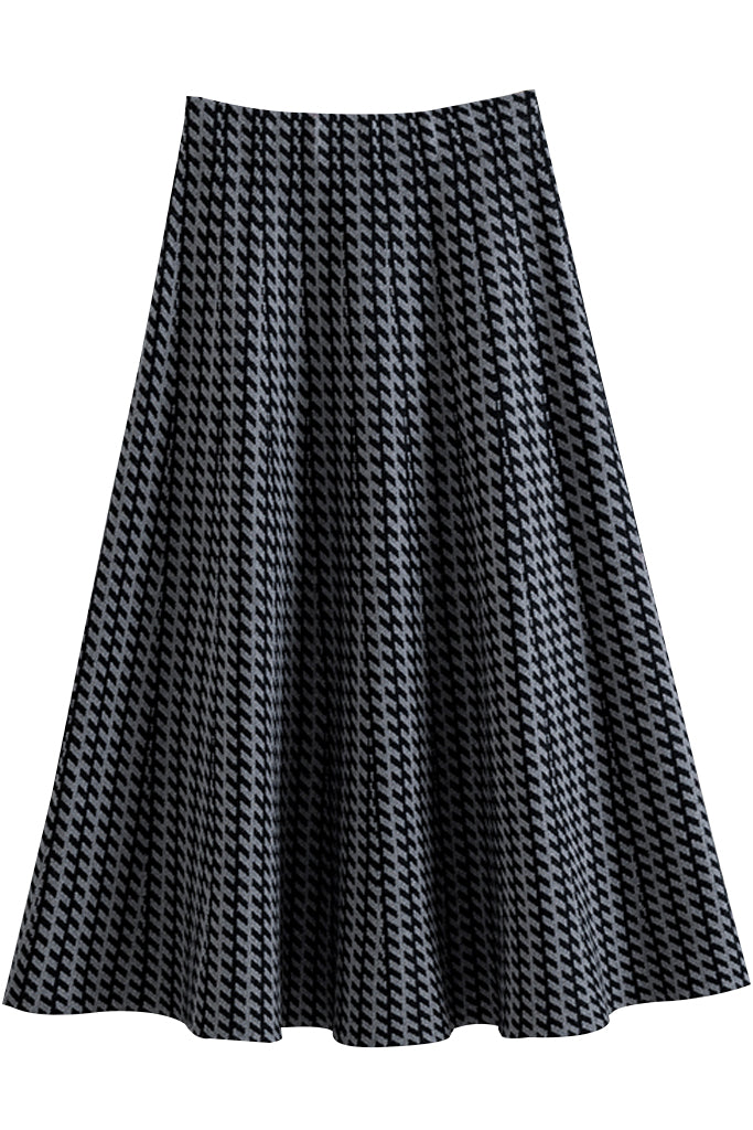 Zerta Γκρι Μαύρη Πλεκτή Φούστα | Γυναικεία Ρούχα - Φούστες - Πλεκτά | Zerta Grey Black Knit Skirt