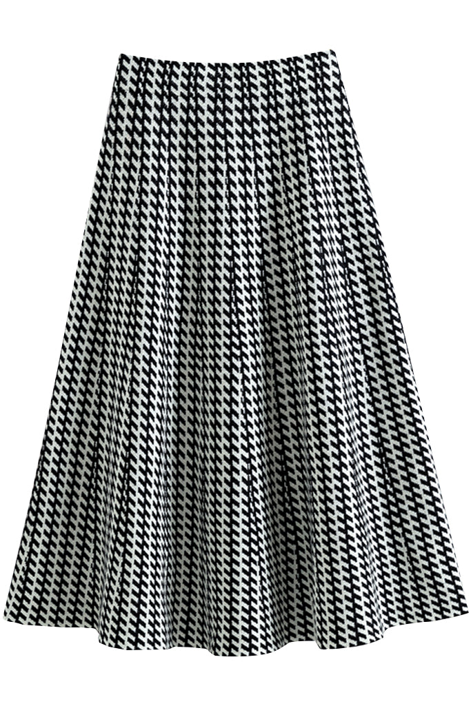 Zerta Ασπρόμαυρη Πλεκτή Φούστα | Γυναικεία Ρούχα - Φούστες - Πλεκτά | Zerta Black White Knit Skirt