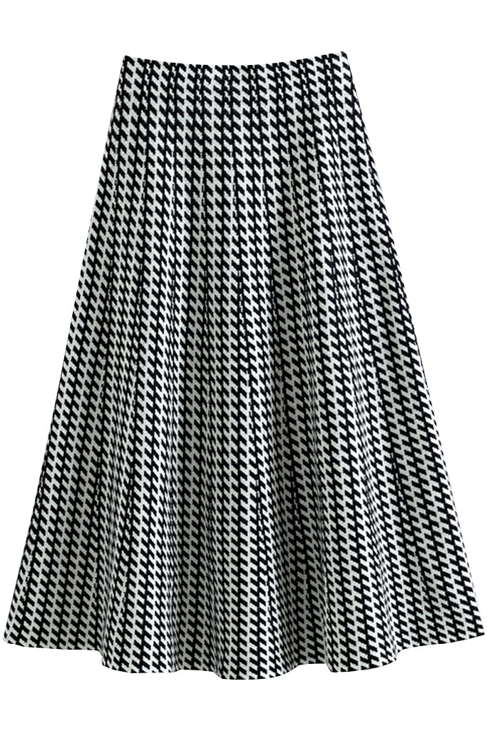 Zerta Ασπρόμαυρη Πλεκτή Φούστα | Γυναικεία Ρούχα - Φούστες - Πλεκτά | Zerta Black White Knit Skirt