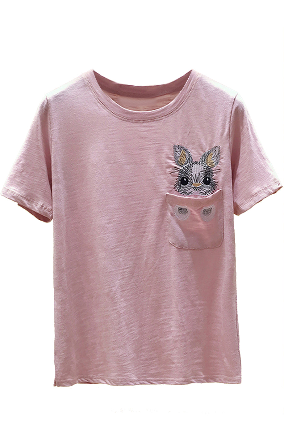 Ροζ Μπλουζάκι με Κέντημα | Γυναικεία Ρούχα T-Shirts - Estelle