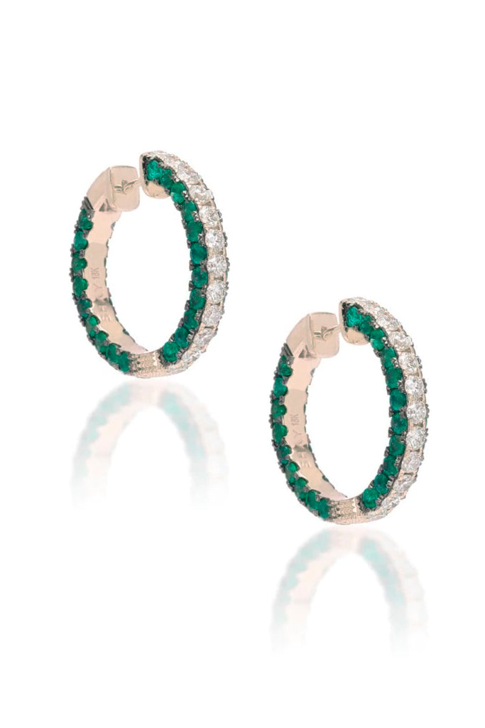 Επίχρυσα Σκουλαρίκια Κρίκοι με Πράσινα Κρύσταλλα | Κοσμήματα Σκουλαρίκια - Christian Rodin