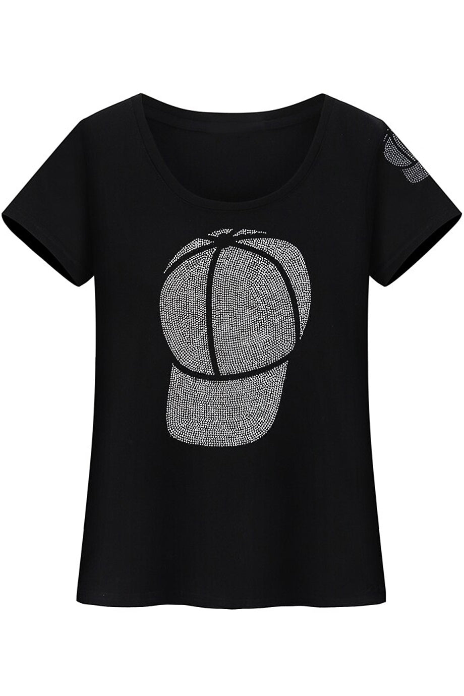 Μαύρο Μπλουζάκι με Κρύσταλλα | Γυναικεία Ρούχα T-Shirts - Estelle