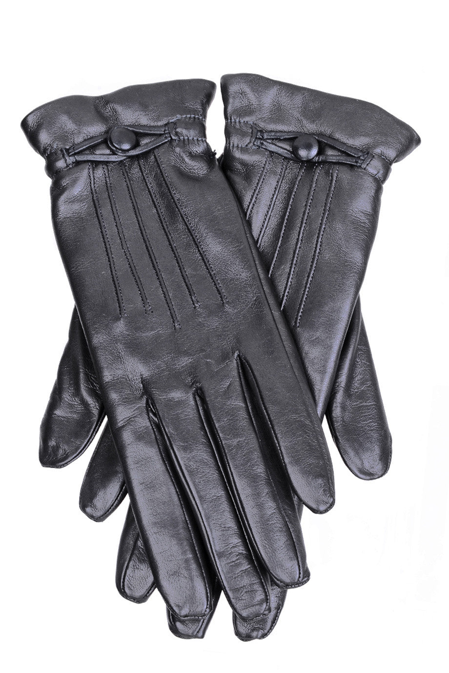 Σκούρo Γκρι Δερμάτινα Γάντια με Κουμπί - Demi | Γυναικεία Γάντια