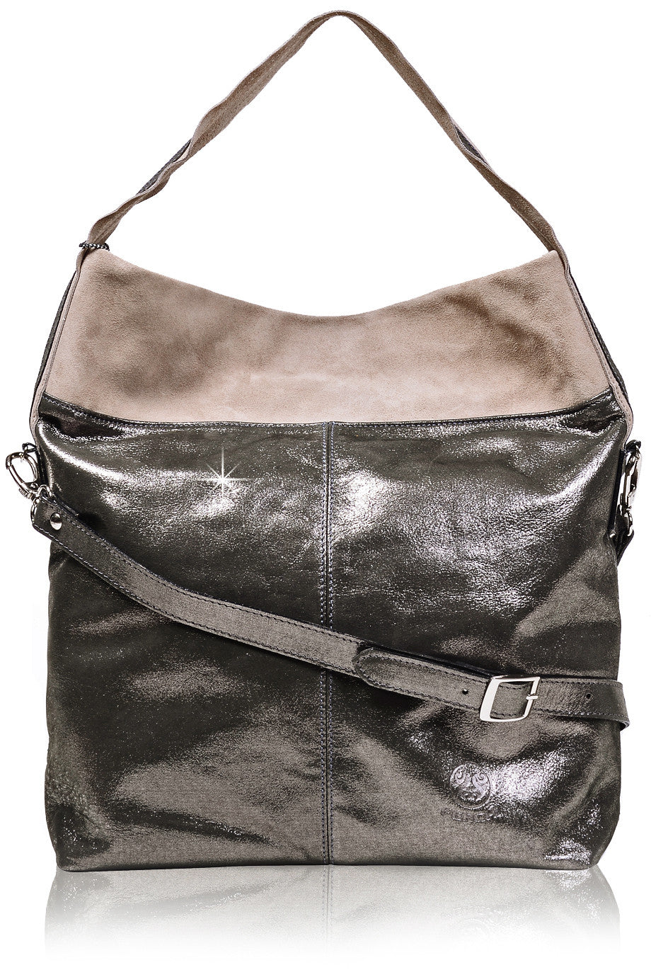 LUINA Dark Charcoal Metallic Shoulder Bag