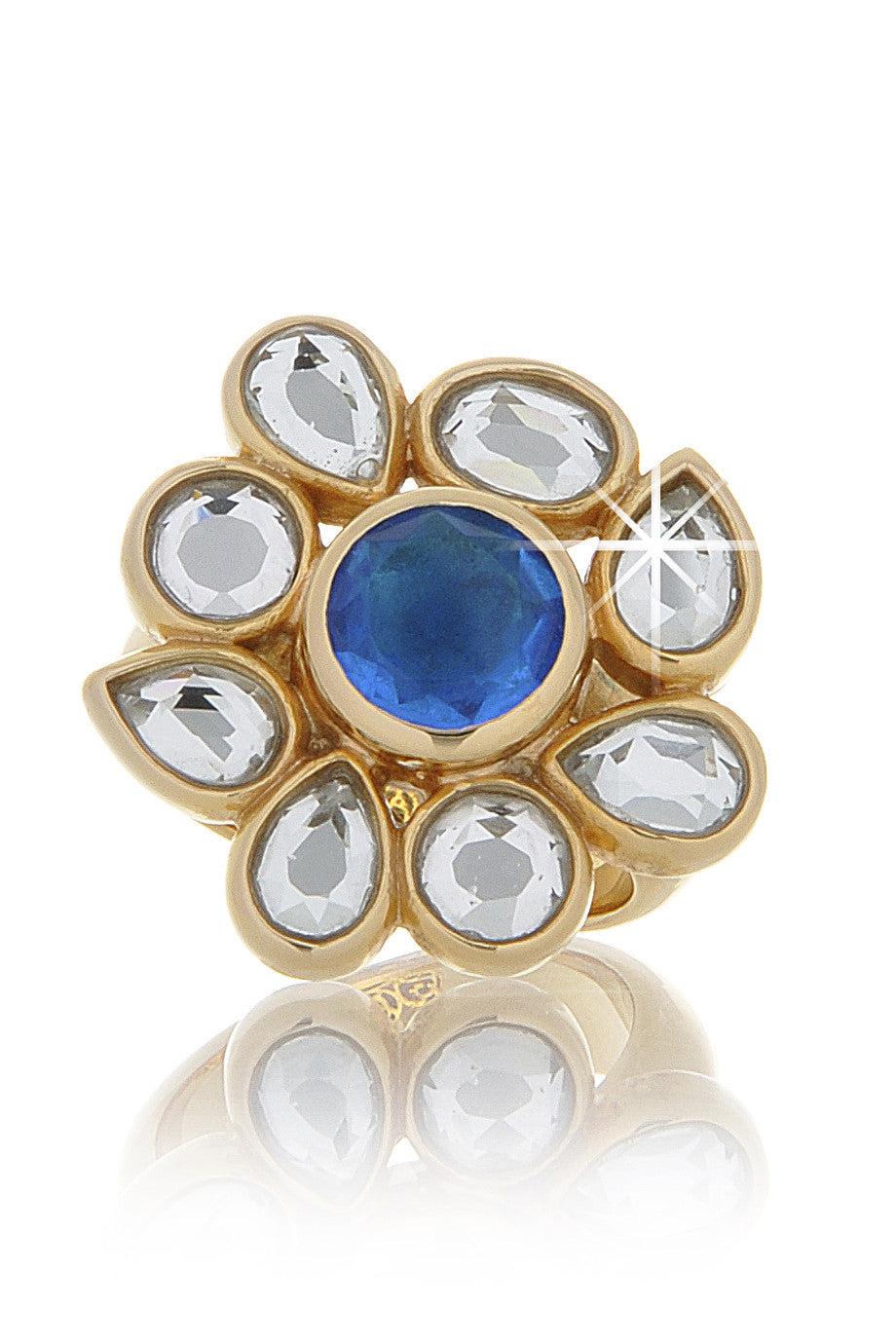 Μπλε Δαχτυλίδι σε Σχήμα Λουλουδιού - Isharya | Κοσμήματα
