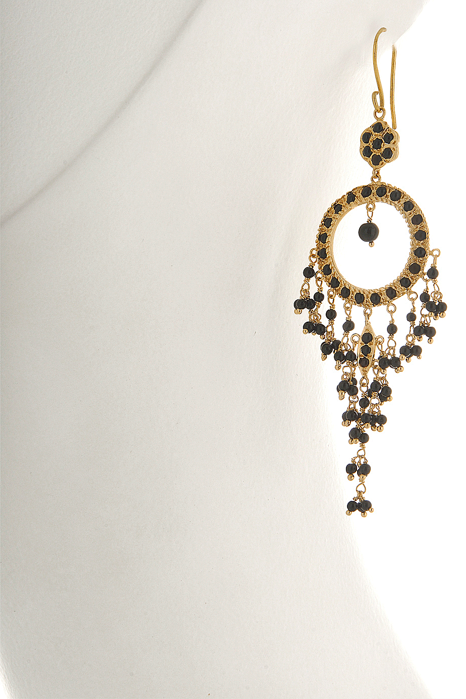 Nikita Χρυσά Σκουλαρίκια με Μαύρο Όνυχα - Isharya | Κοσμήματα