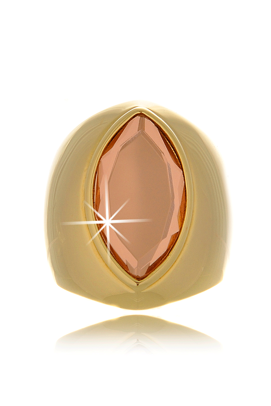 Χρυσό Δαχτυλίδι με Ροζ Κρύσταλλο - Isharya | Κοσμήματα