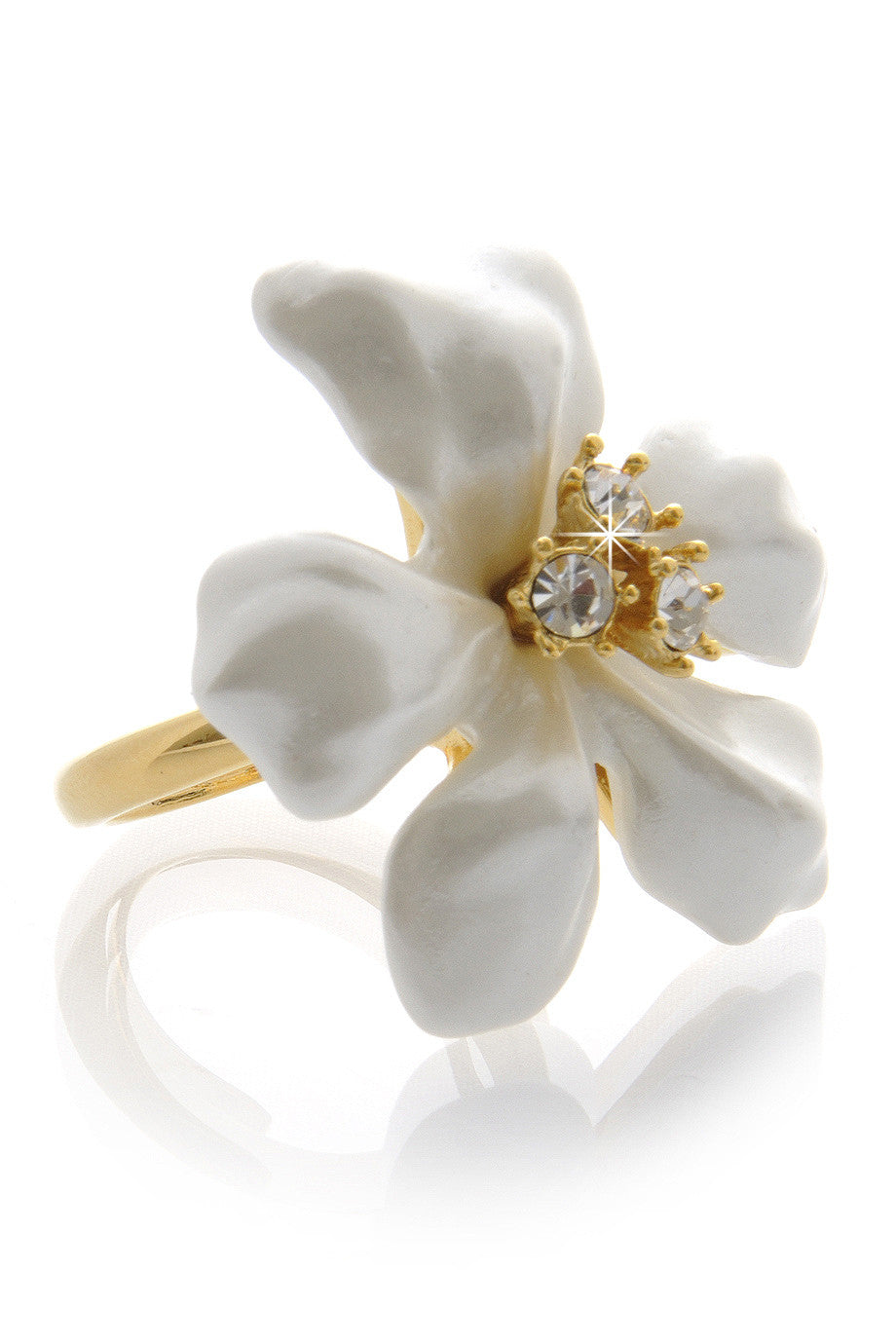 Λευκό Δαχτυλίδι σε Σχήμα Λουλουδιού - Kenneth Jay Lane | Κοσμήματα