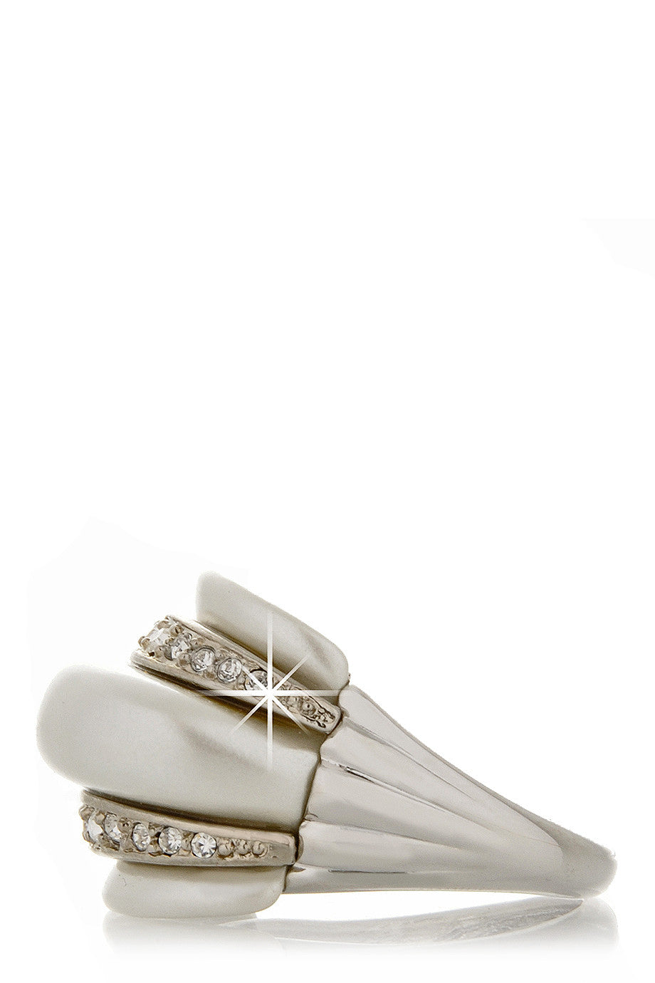 Λευκό Δαχτυλίδι με Κρύσταλλα - Kenneth Jay Lane | Κοσμήματα