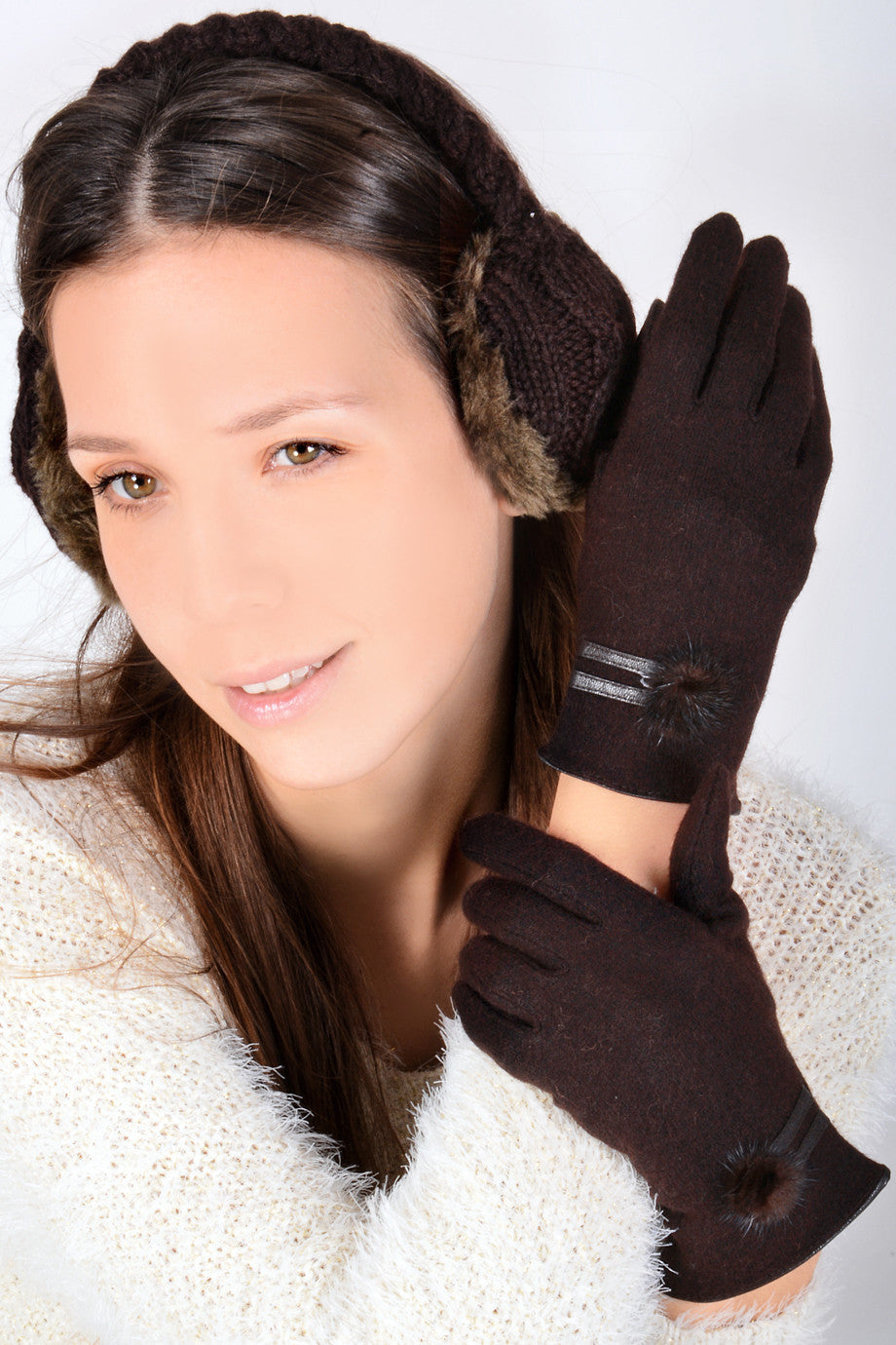 Καφέ Mάλλινα Γάντια | Γυναικεία Γάντια