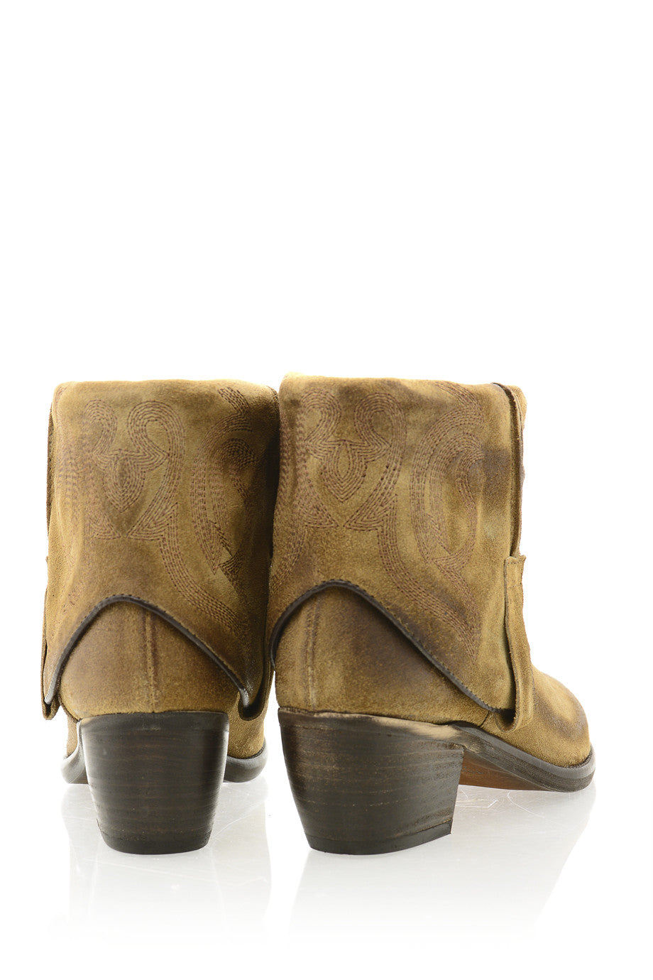Καμελί Cowboy Δερμάτινα Μποτάκια - Looking | Γυναικεία Παπούτσια