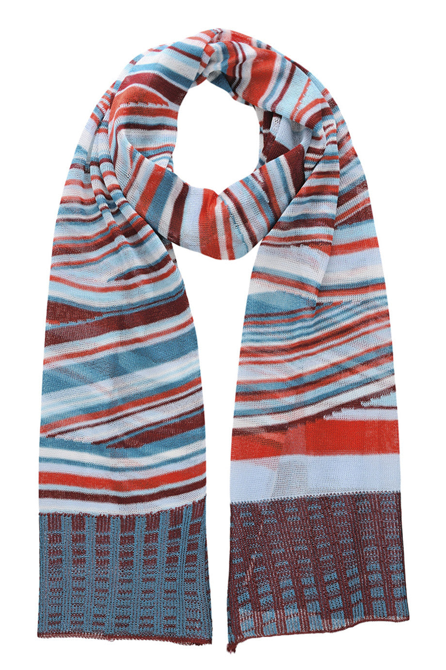 EDITH Red Blue Striped Scarf