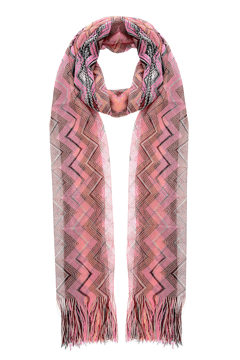 MISSONI ZIG ZAG Pink Crochet Scarf
