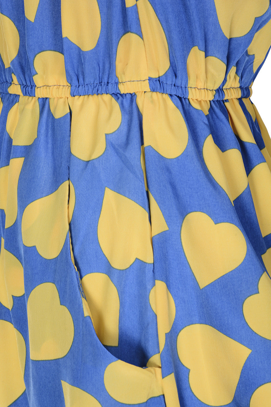 Γαλάζιο Κοντομάνικο Φόρεμα με Καρδιές | Φορέματα