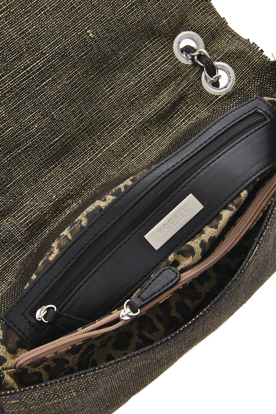 CAN-CAN Khaki/Grey Ruffle Shoulder Bag