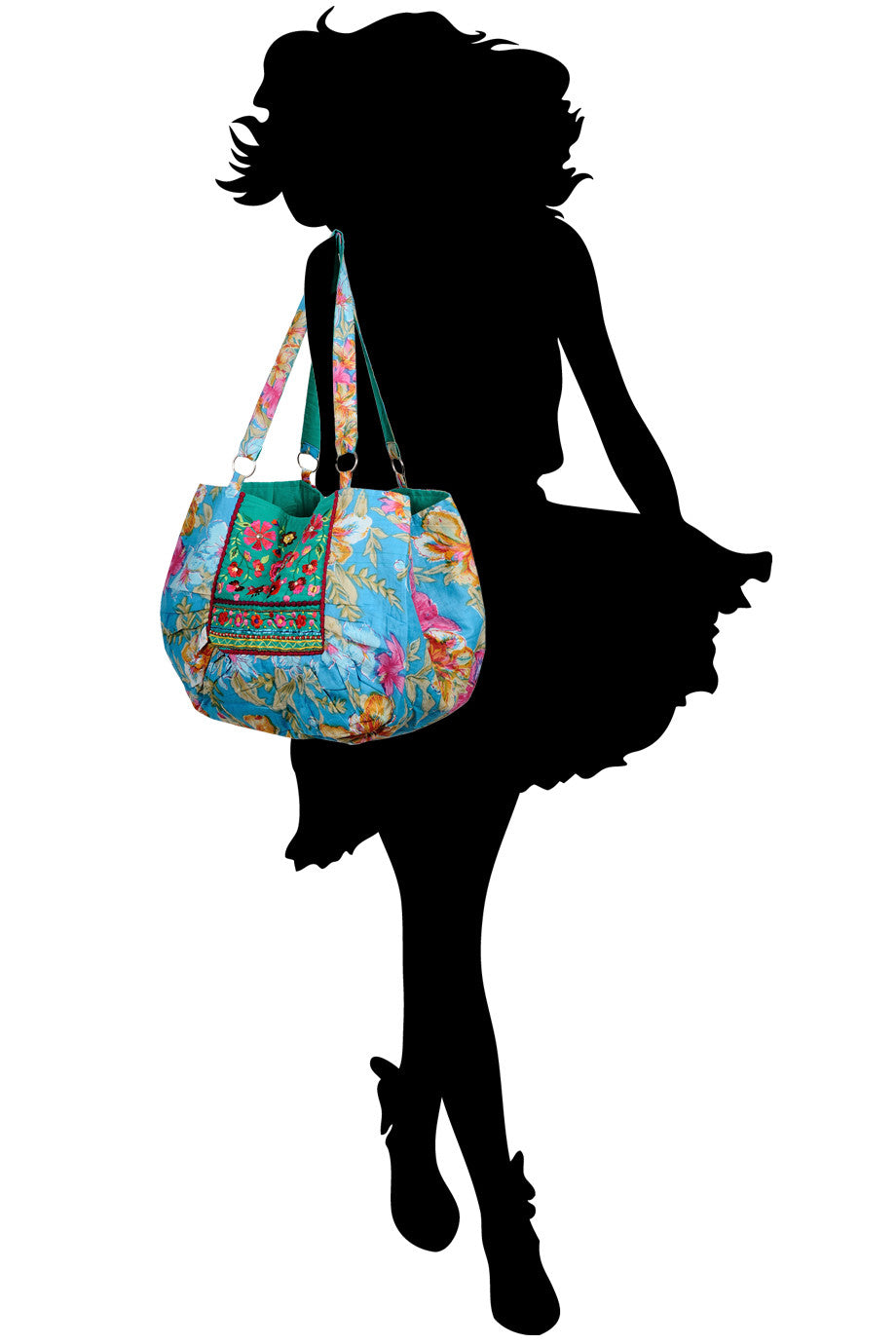 MANOUCHE Blue Bag with Flowers