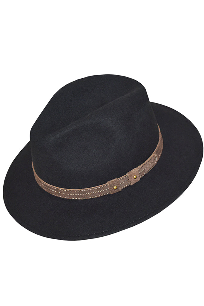 Miare Μαύρο Μάλλινο Καπέλο Fedora | Γυναικεία Καπέλα - Χειμερινά Καπέλα- Cappelli