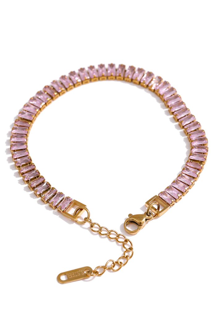 Ioly Επίχρυσο Βραχιόλι με Ροζ Κρύσταλλα | Κοσμήματα - Βραχιόλια