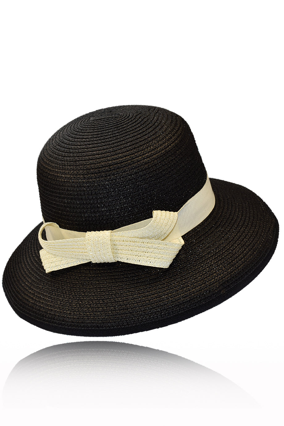 Μαύρο Ψάθινο Καπέλο | Γυναικεία Καπέλα Παραλίας - Elodie