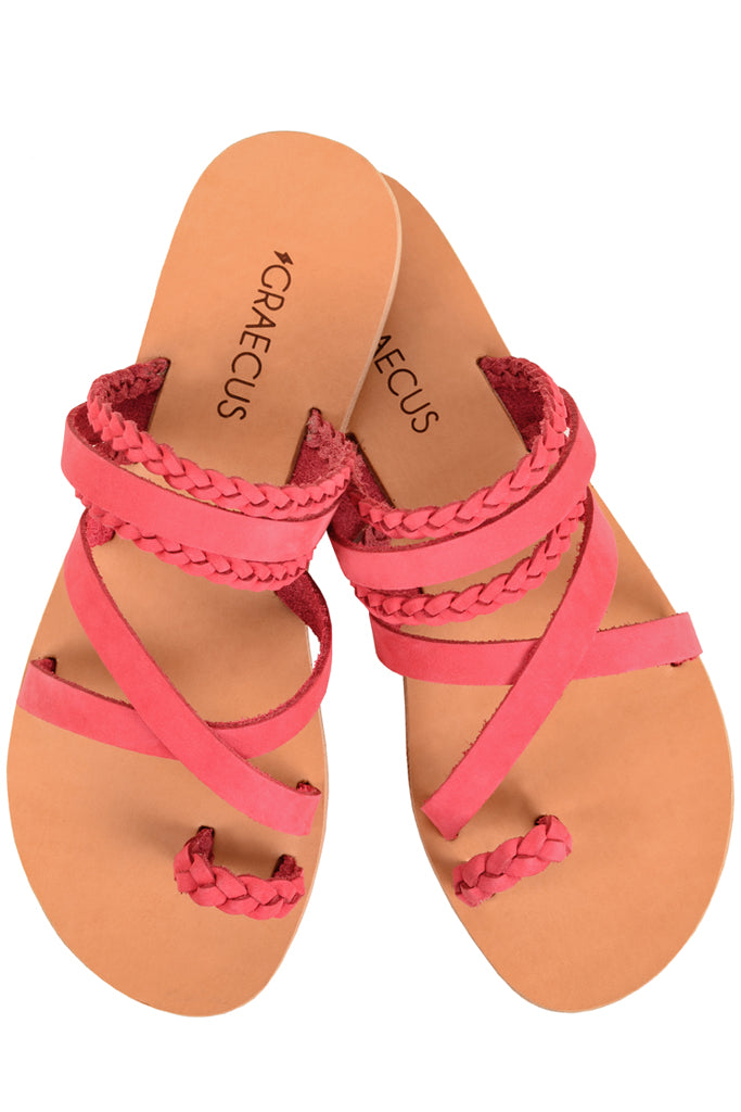 Ροζ Κοραλλί Δερμάτινα Σανδάλια - Graecus | Γυναικεία Παπούτσια