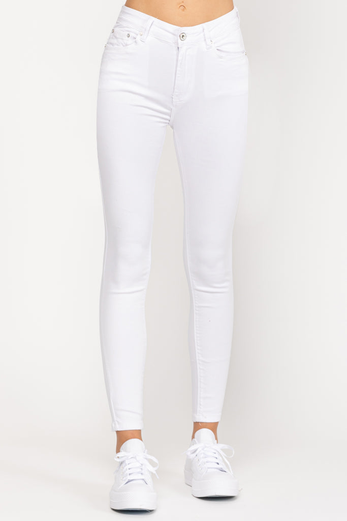 Sadoria Λευκό Τζιν Παντελόνι | Γυναικεία Ρούχα - Γυναικεία Παντελόνια | Sadoria White Slim Straight Cut Jeans